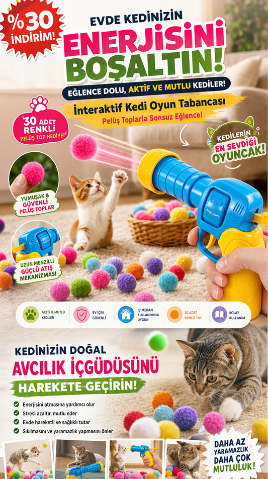 Toyzzo™ Peluş Top Fırlatan Kedi Oyuncağı