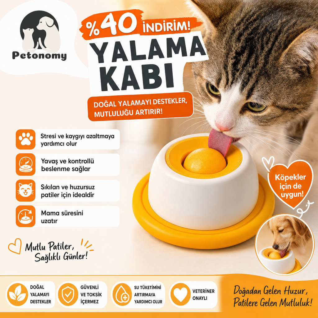 Toyzzo™ Dönen Toplu Ödül Mama Kabı — İnteraktif Besleme, Dil Temizleyici, Kedi & Köpek Uyumlu